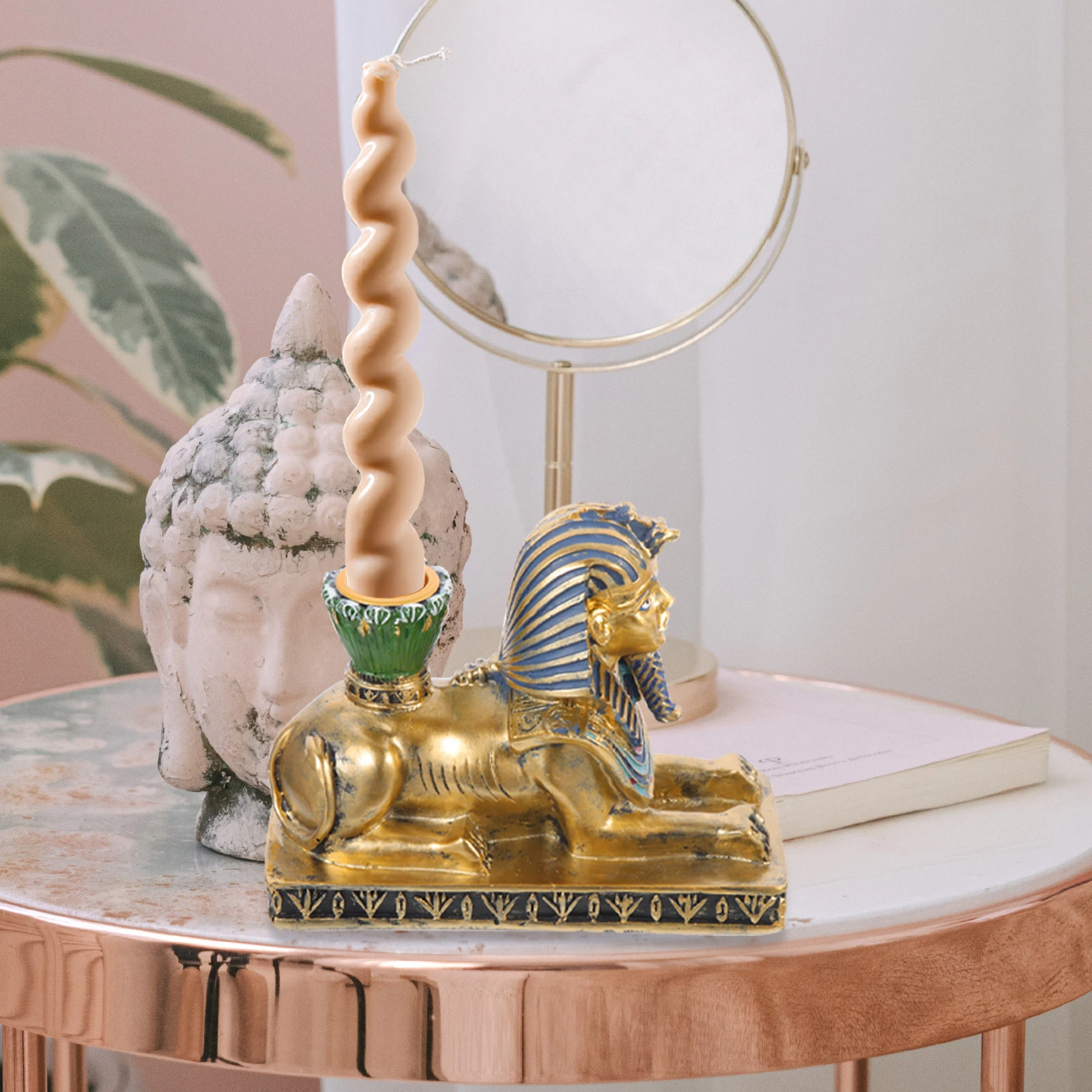 

Ancient Egypt Resin Candleholder Elegant Style Candlestick for Bedroom Dining Table Home Decor Desktop Candlesticks