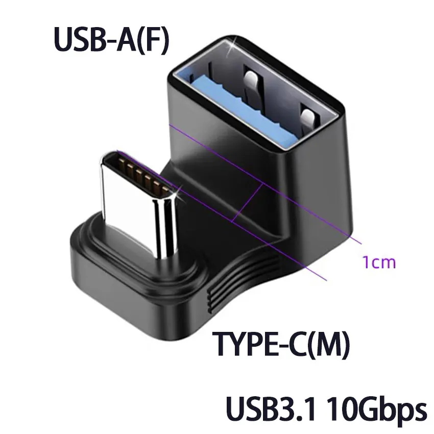 180 Degree U-shaped 100W USB 3.2 Type C Male to female 1 to 2 Adapter OTG 10Gbps Fast Data 4K Tablet USB-C Charging Converter