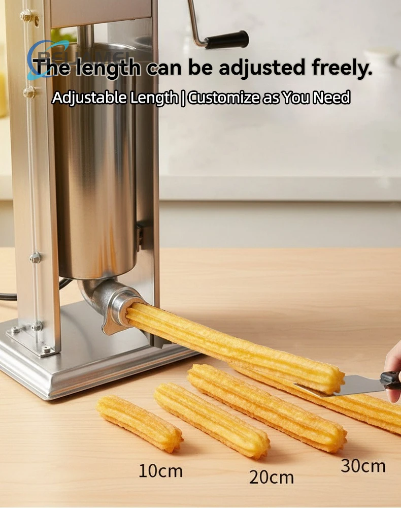 5L Three-in-One Manual Spanish Churro Machine, 304 Stainless Steel Multifunctional Sausage Stuffer, Latin Pastry Maker