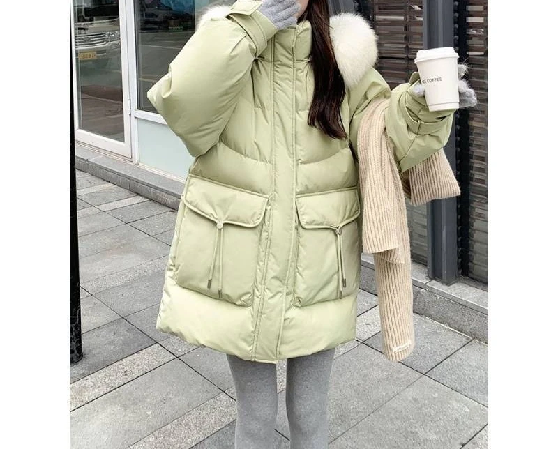 Hooded Winter 2025 New Women's Medium and Long Thick Loose Breadman