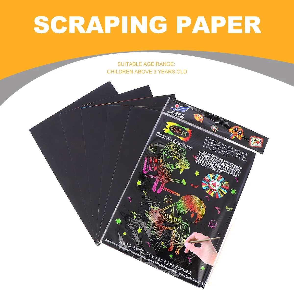 2 pacotes de arranhões ecológicos, 10 folhas pretas para crianças, projetos de arte diy, design seguro e não tóxico, ideal para a escola primária