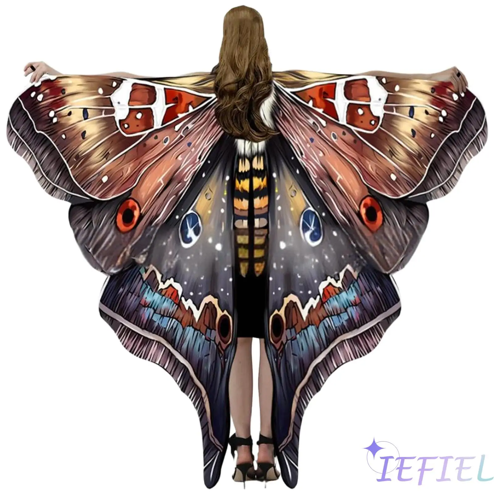 

3Pcs Halloween Costumes Accessories for Women Adult Butterfly Costumes Wing Cape Shawl with Matched Hair Hoop and Lace Mask