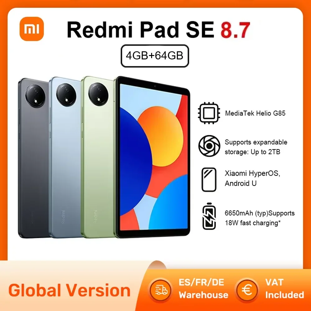 Global Version Xiaomi Redmi Pad SE 8.7 inch Mi Tablet 90Hz Display 4GB 64GB MTK Helio G85 Octa-core 8MP Camera 18W 6650mA