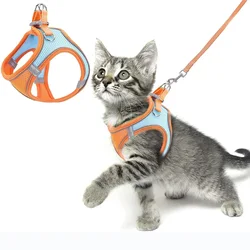 Pet Dog Cat Harness Escape Proof Safe Cat Vest Harness for Walking Outdoor Reflective Step-in Soft Mesh Pet Jacket