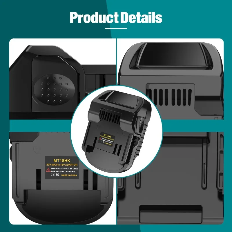Adapter baterii ALASICKA MT18HK do akumulatorów litowo-jonowych Makita 18V, umożliwiający prace z elektronarzędziami litowo-jonowymi Hitachi/Hikoki 18V — zdjęcie produktu 5
