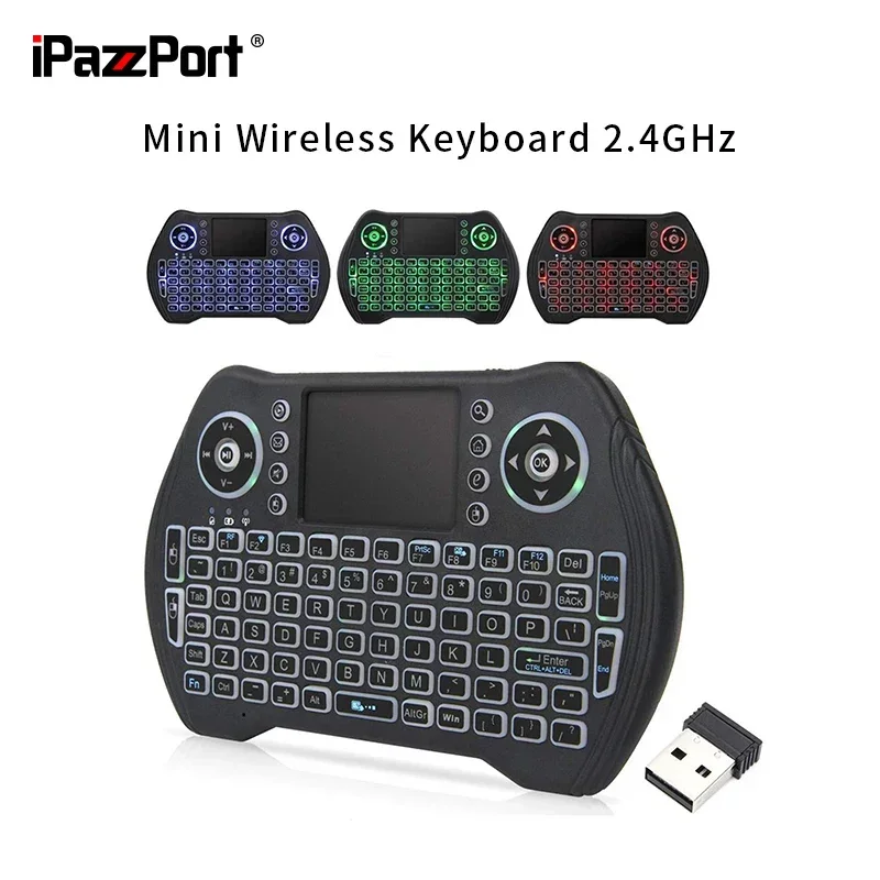 Backlit Mini Wireless Keyboard 2.4GHz with Touchpad & USB Dongle – Rechargeable Handheld Remote for Android TV Box, Fire TV
