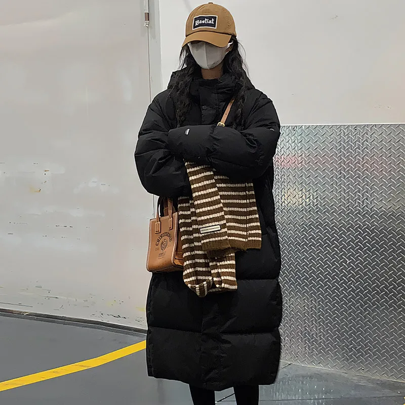 Thickened Down Cotton Jacket Women's Korean Version Loose Long Over the Knee Cotton Jacket 2025 Winter New Jacket Ins Bread Jack