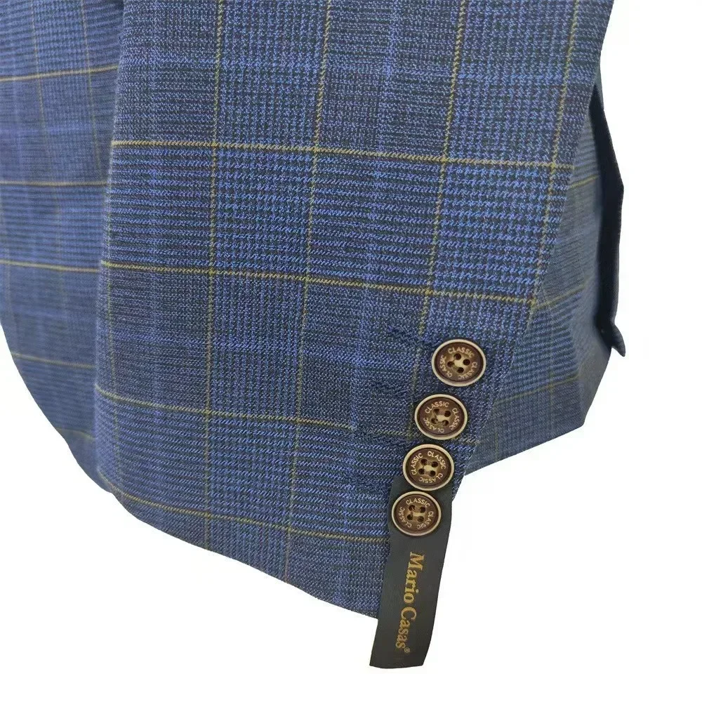 2024 Business Fit Blue Plaid Striped Men\'s Suit 3-piece Best Man Wedding Dress New Men Clothing Suit Men Wedding Suits for Men