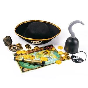 القراصنة كابتن تأثيري زي الدعائم ، رقعة عين القراصنة ، خطاف العملات المعدنية ، تلسكوب ، هدايا هدايا الاطفال ، لعبة حفلة الهالوين أعلى 7 مبيعات يتوهم الكابتن هوك - رقم 2