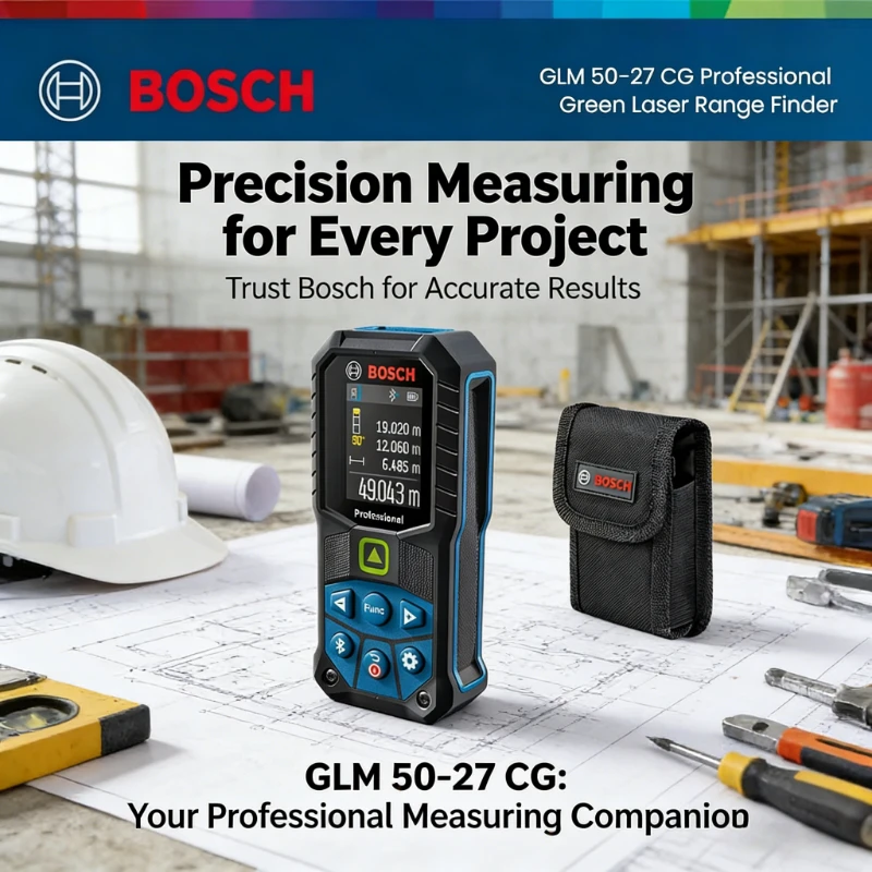 

Лазерный дальномер Bosch Green Laser Measure GLM 50-27 CG 50M, IP65, с Bluetooth и управлением через приложение, профессиональный измеритель расстояний