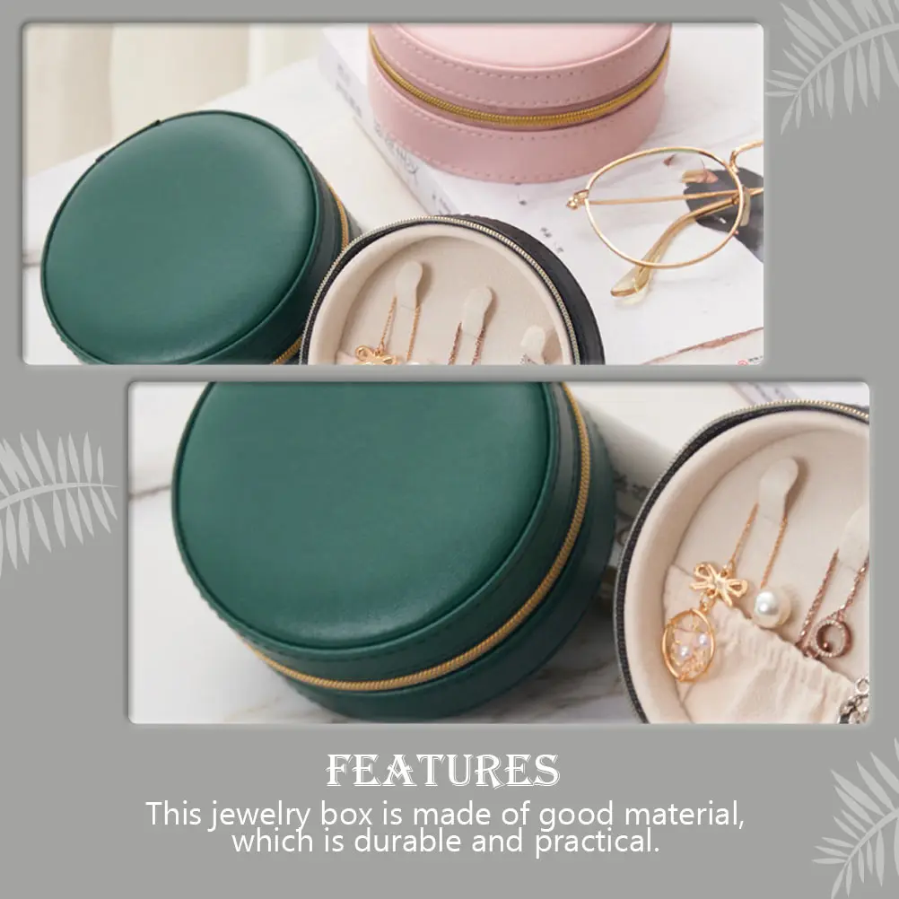 

PU Jewelry Storage Box Green Color Durable ganizer for Necklaces Earrings Rings Brooches Hairpins Home Decor