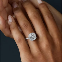 RAPRGOLD 2CT D Color Moissanite Ring s925 Sterling Silver Brilliant Diamond Halo Engagement Rings for Women Fine Jewelry Gifts