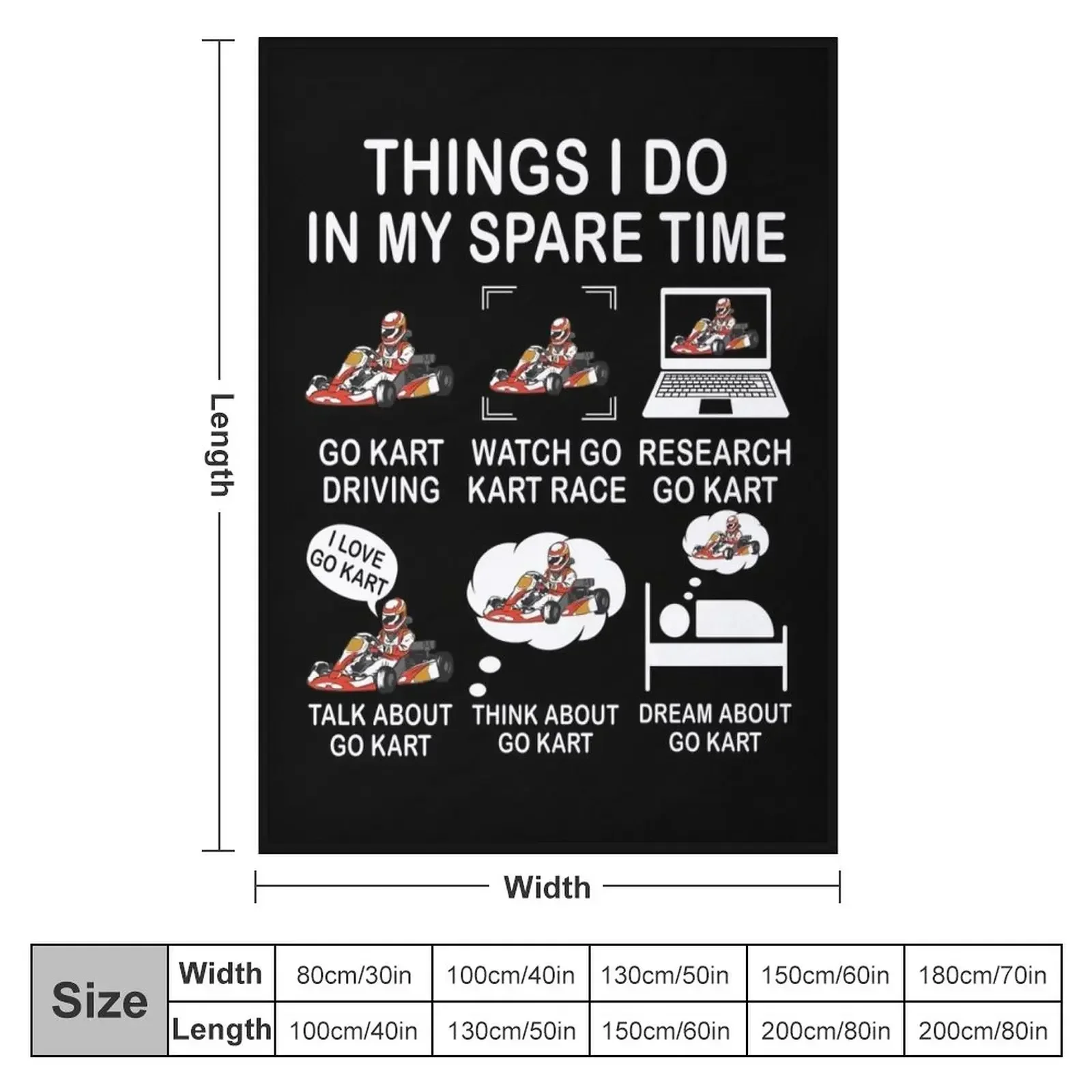 Things I Do In My Spare Time Go Kart Funny Gift For Go Kart Lover Throw Blanket Weighted Flannels Soft Plaid Blankets