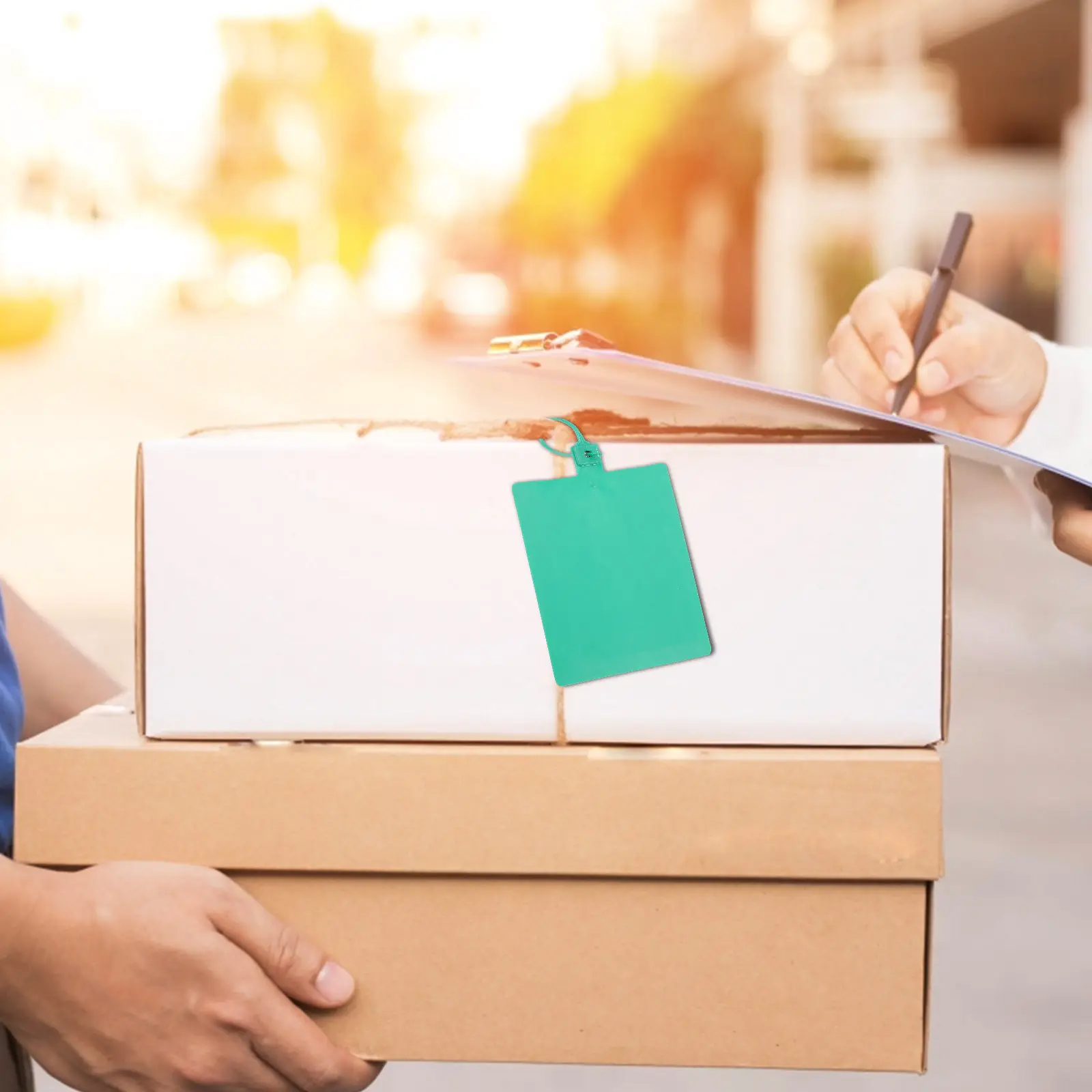 

100Pcs Express Tag Cable Ties Label Marking Zip Ties Plastic Wire Labels for Home Workshop Office Garage Cable Labels