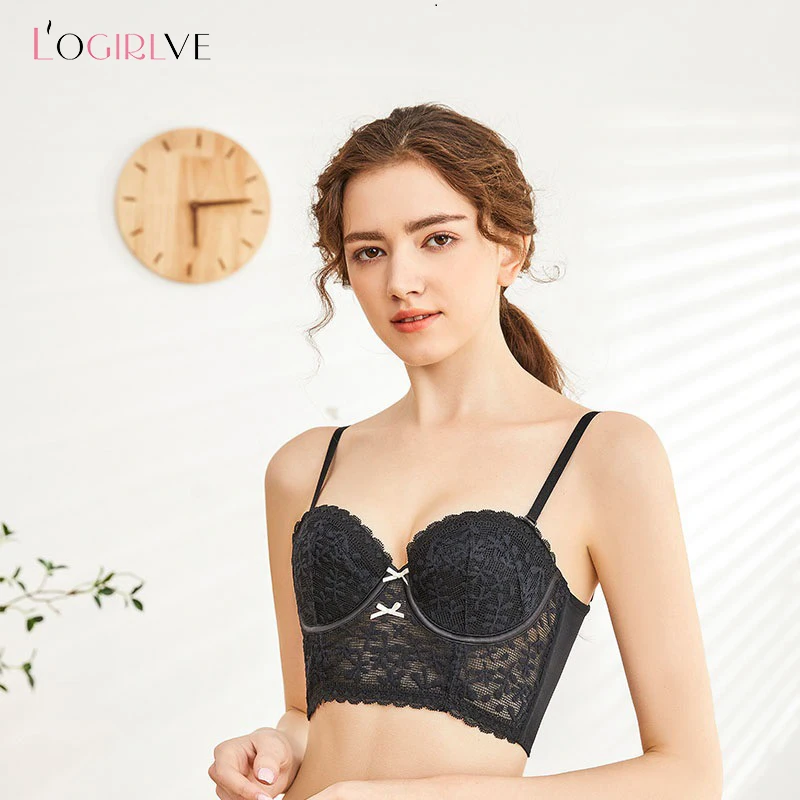 Logirlve Comfortable Women's Underwear Thin Beautiful Back Push Up Bra Panties Sets Bow Lingerie Women Underwear Set Sexy Bras