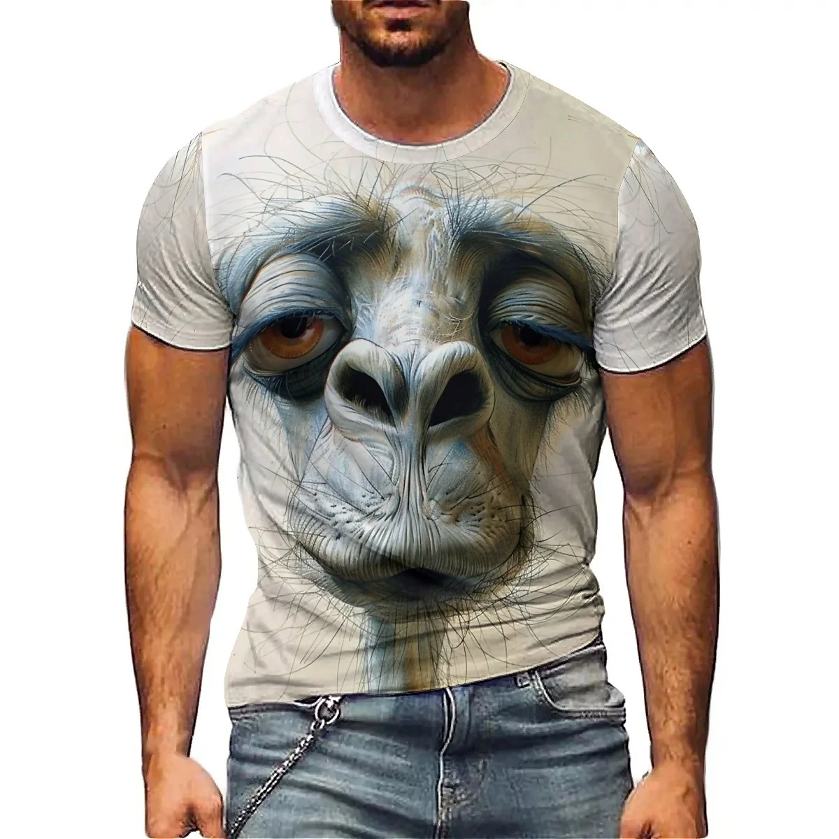 2025 Summer Men's Colorful and Dynamic 3D Printed Short Sleeved T-shirt, Gym Exercise, Running, Lightweight Design, Perfect Choi