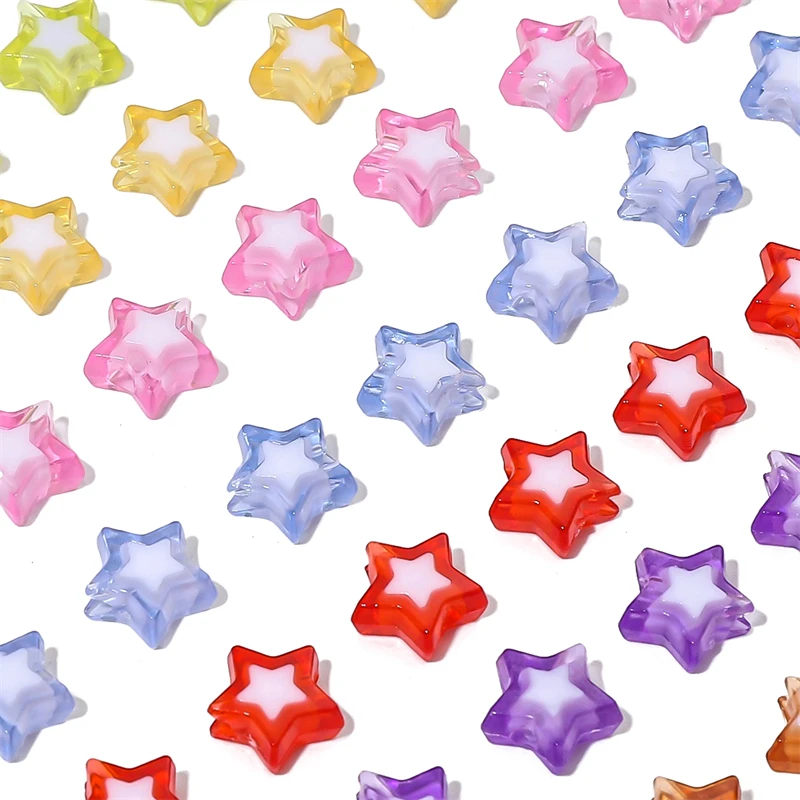 30pcs 10mm Colorful Acrylic Pentagram Star Loose Beads for Jewelry Making DIY Charms Bracelet Earring Keychain Accessories