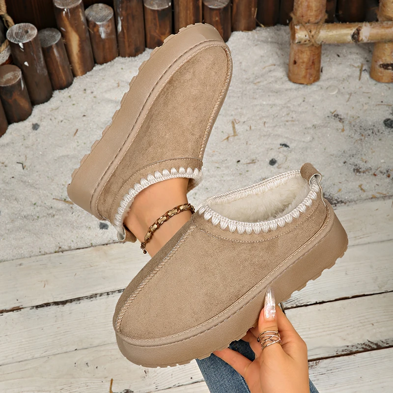 Winter Thick Sole Warm Snow Boots Women Comfortable Non Slip Platform Cotton Padded Shoes Woman Plus Size 43 Plush Short Booties view 2