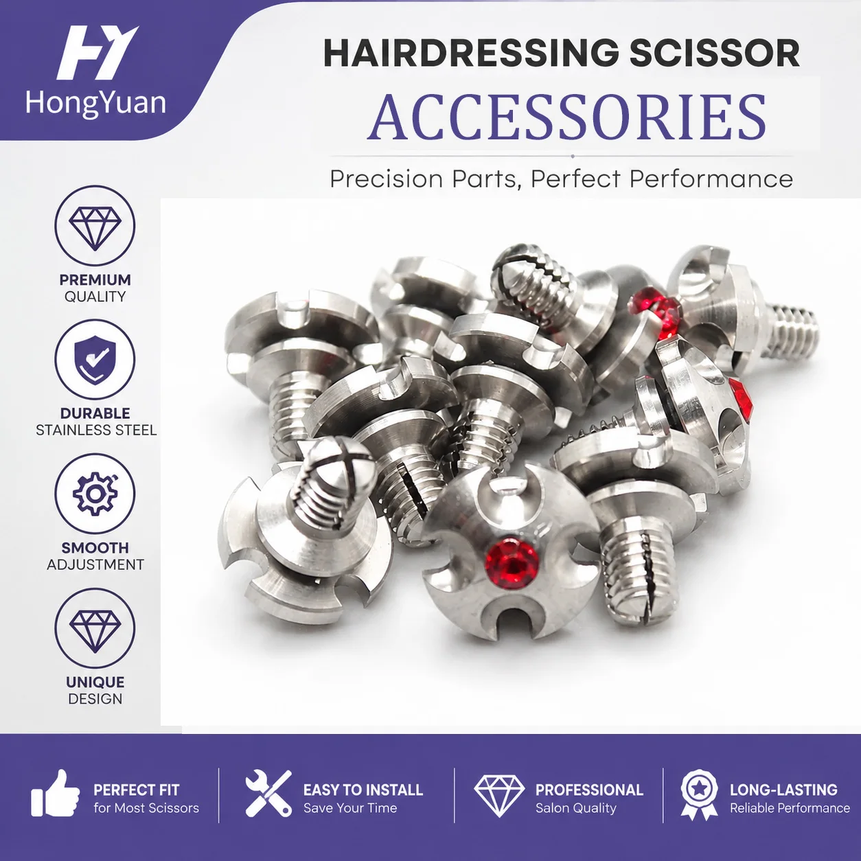 Barber Hair Scissors Repair Kit 1 Box Screws Rubber Bumpers Salon Hairstyling Replacement Accessories