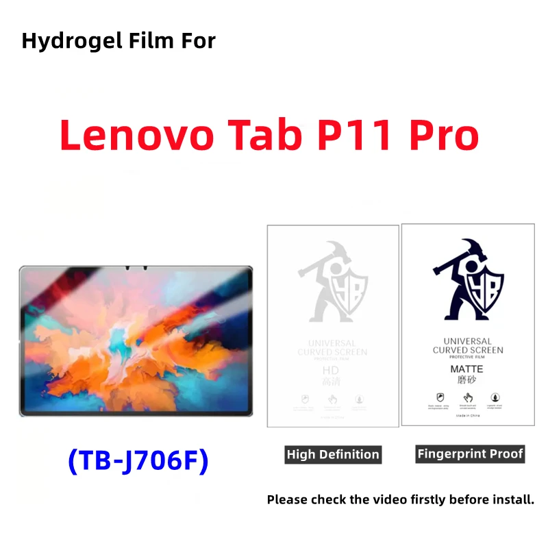 2pcs HD Tablets Hydrogel Film For Lenovo Tab P11 Pro Matte Screen Protector For Lenovo Tab P11 Pro TB-J706F Clear Protection