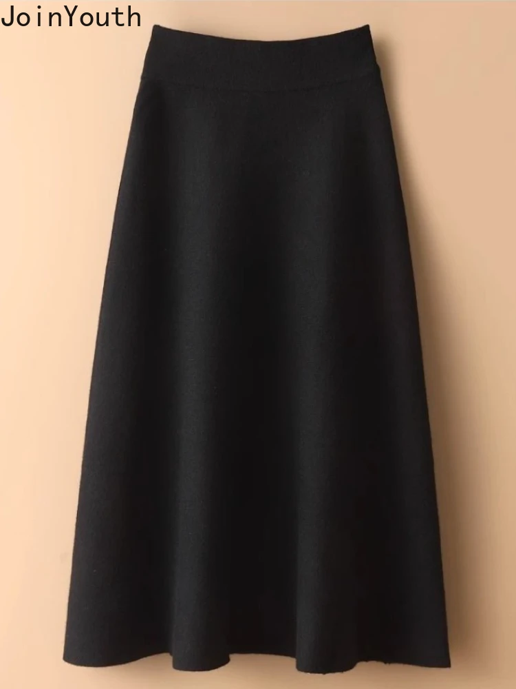 Faldas Vintage De cintura alta para Mujer, falda larga plisada De punto, holgada, coreana, a la Moda, 2024