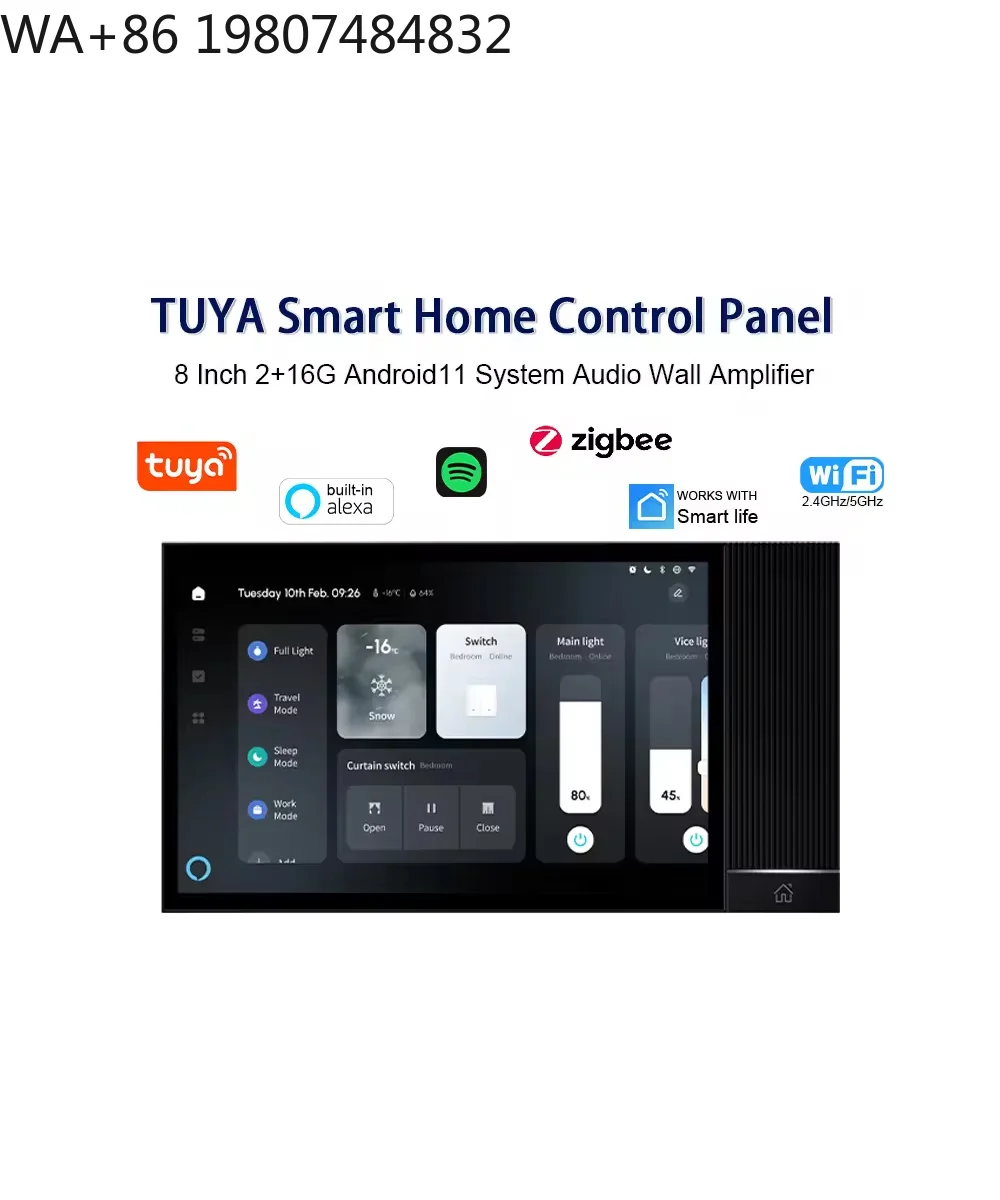 8 Pro 8 Inch Android11 Smart Home Central Panel Built-in Alexa BLE Mesh Zigbee Gateway Wall Audio Amplifier System