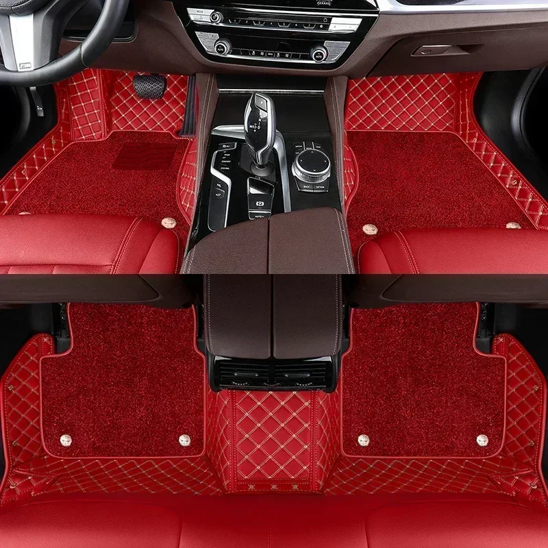 Aangepaste 5D Dubbellaags Auto Vloermatten voor Porsche Panamera 4 Seat 5 Seat 2017-2022 2014-2016 interieur Accessoires Tapijten