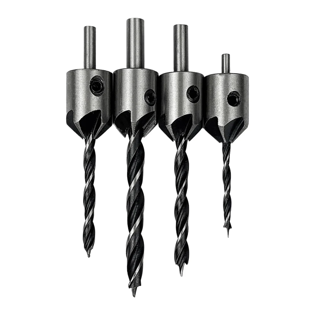 /4pcs /HSS /Countersink Drill Bits Set 3mm 6mm Adjustable Depth Spiral Flute For Woodworking Chamfer Milling Hole Making Tools K