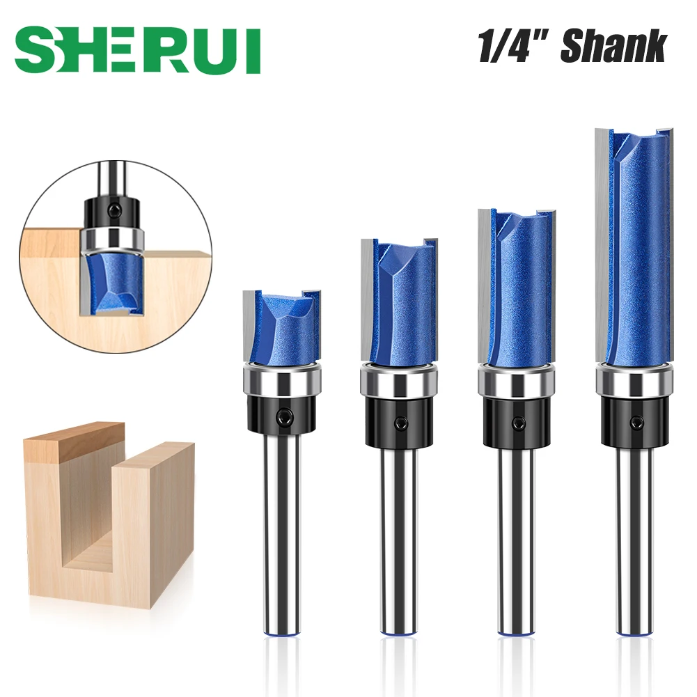 Shank Flush Trim Router Bit Padrão Bit Rolamento Inferior Madeira Fresa Ferramenta de Carpintaria mm Pol 4in