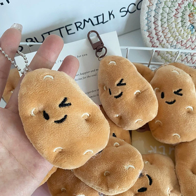 Cute Plush Potato Doll Pendant Keychain Fashion Cartoon Creative Kawaii Key Ring For Women Girls Car Keyring Bag Decorations