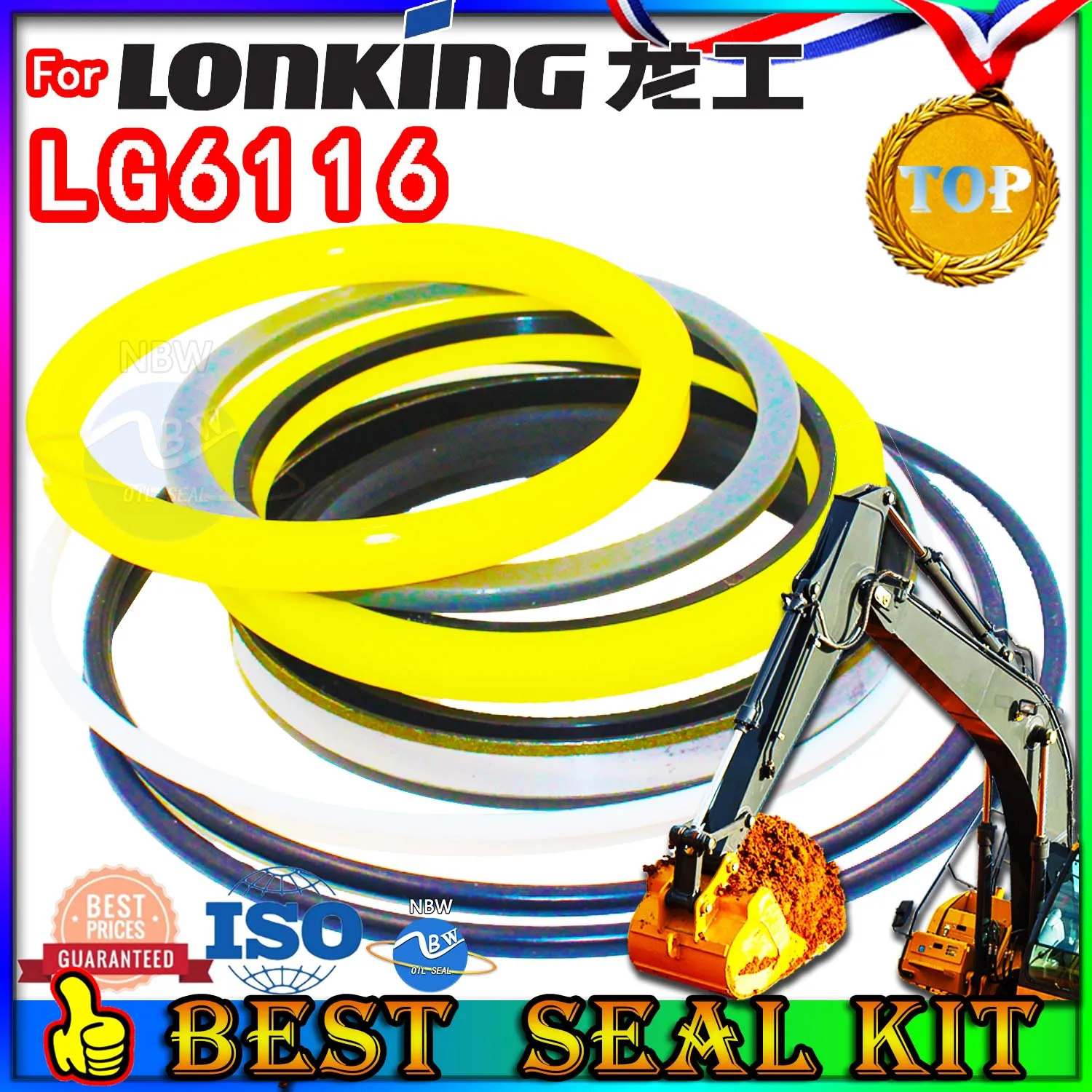 For Lonking LG6116 Oil Seal Repair Kit Boom Arm Bucket Excavator Hydraulic Cylinder Center Joint Gasket Nitrile NBR Nok Washer