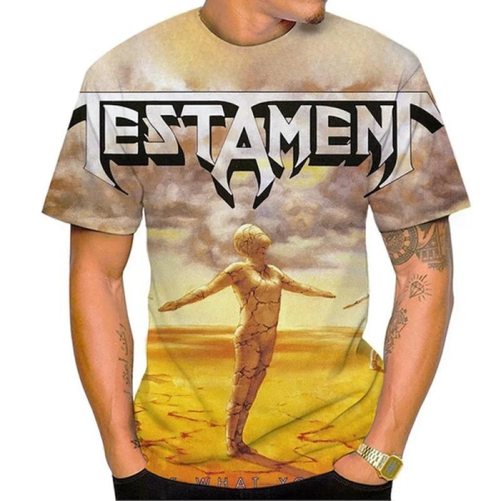 Summer New Fashion American Heavy Metal Testament Band Men's 3d Printing T Shirt Unisex Hip Hop Casual T-shirt Cools Rock Street