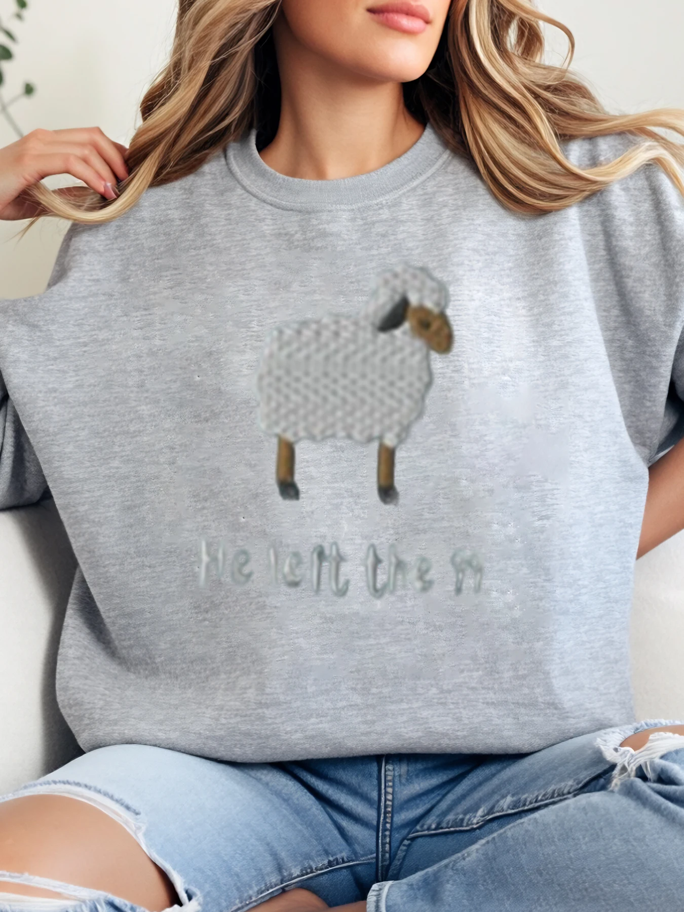 

Толстовка с рисунком овцы He Left the Flock, рождественская женская повседневная одежда больших размеров