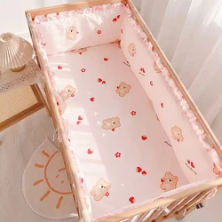 6Pcs /Set Baby Boys Girls Crib Bedding Set Cotton Baby Bed Linens Set Baby Bedding Kit include Cot Bumpers Sheet Pillowcase