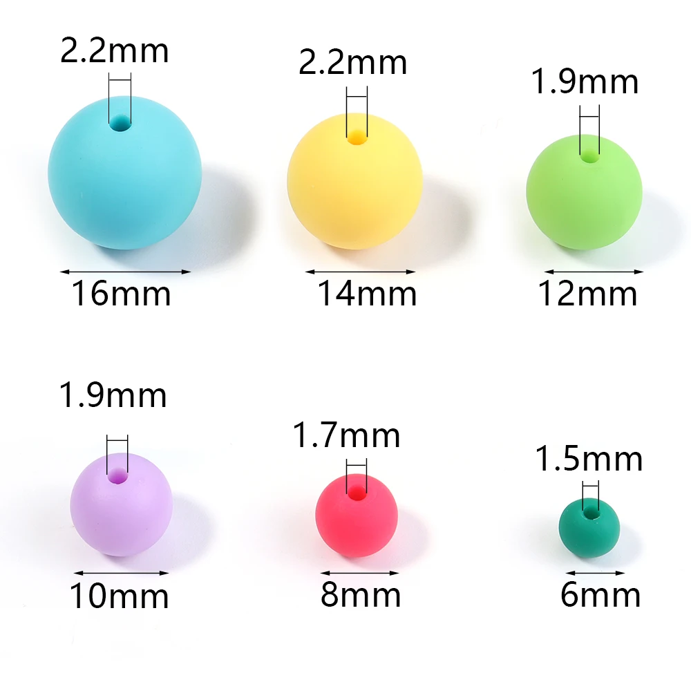 Acrylic Silicone Beads 6-16MM Round Loose Focal Beads For Jewelry Making DIY Necklace Beaded Pen Keychain Accessories