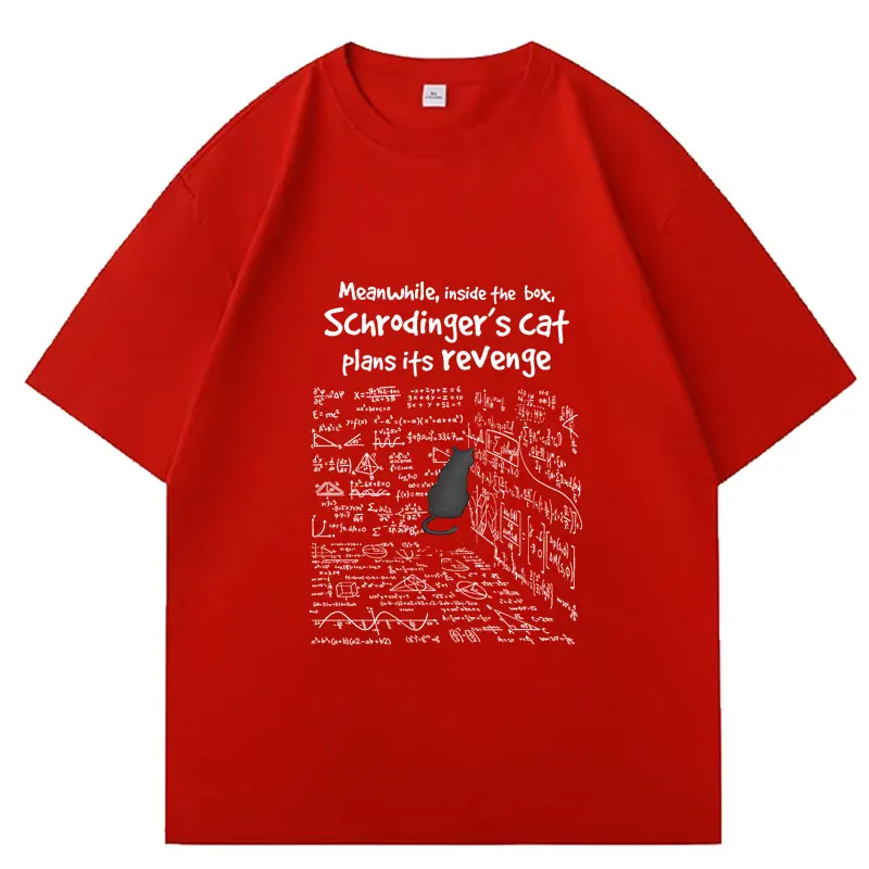 القط الانتقام الرجال تي شيرت مضحك الرياضيات صيغة التي شيرت الذكور الإناث الملابس قصيرة الأكمام بلايز موضة الكرتون أنيمي الجرافيك تي شيرت