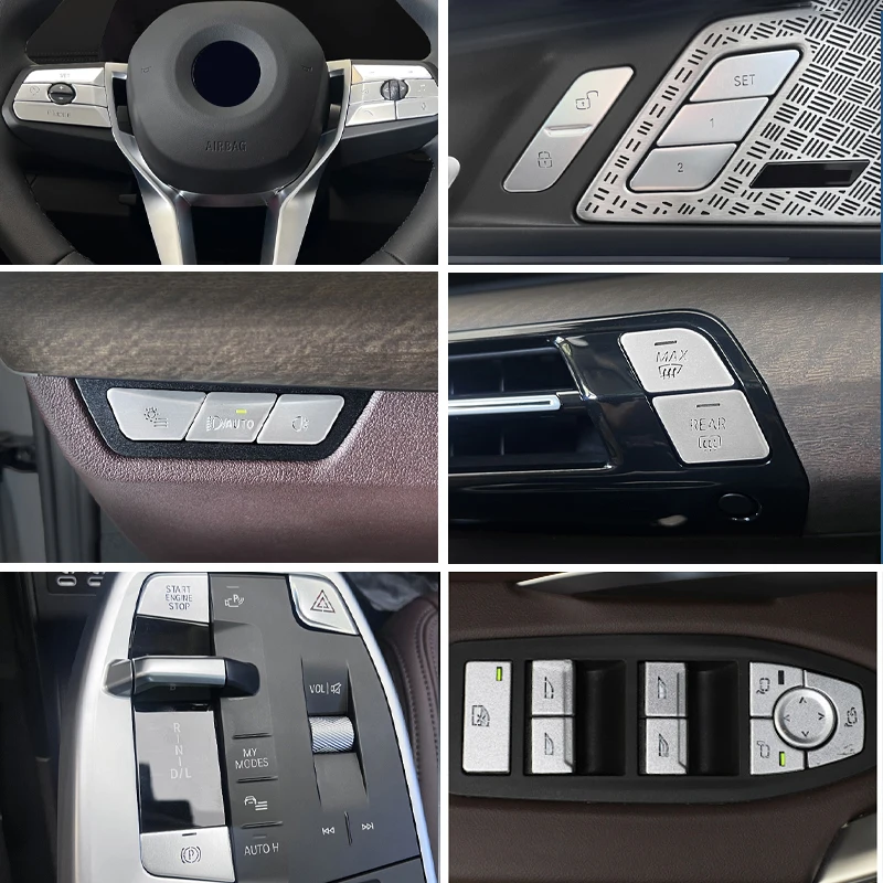 For BMW X1/iX1/X2 2023-2026 Aluminum Alloy Car Centre Gear Lever Air Vent Sticker Steering Wheel Trim Window Lift Memory Button
