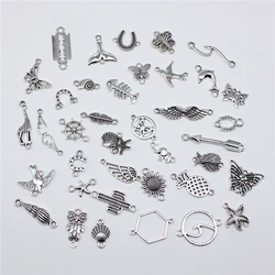 20 Stück Charms-Verbinder zum Selbermachen, handgefertigt, für Schmuckherstellung, Halskette, Ohrringe, Armbänder, antik versilbert
