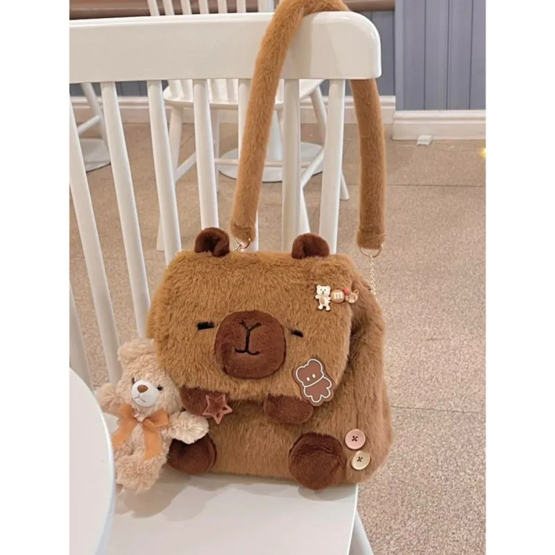 Multifunktion ale Capybara Tasche niedlichen Plüsch Tier Umhängetasche große Kapazität Student Rucksack schicke Cartoon Capybara Umhängetasche