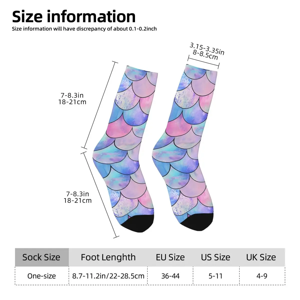 Mermaid Scales Kawaii Socks Sports Cartoon Pattern Socks