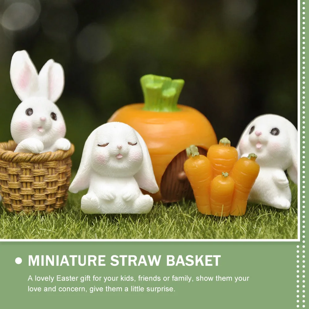 

9 Pcs Rabbit Hay Bunny Ornament Carrots Mini Resin Rabbits Ornaments Decoration