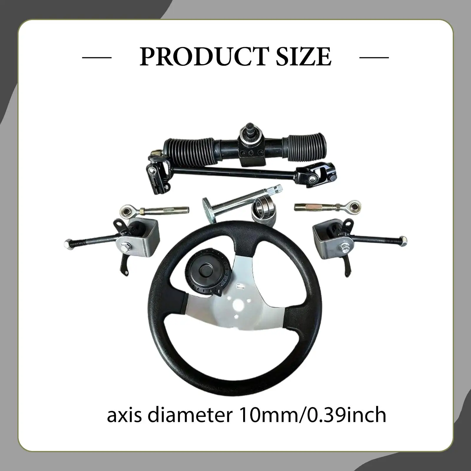 Kit Volante in Acciaio da 300mm per Go Kart, Accessori, Albero Sterzo, Pignone e Cremagliera, per Appassionati del Fai-da-Te