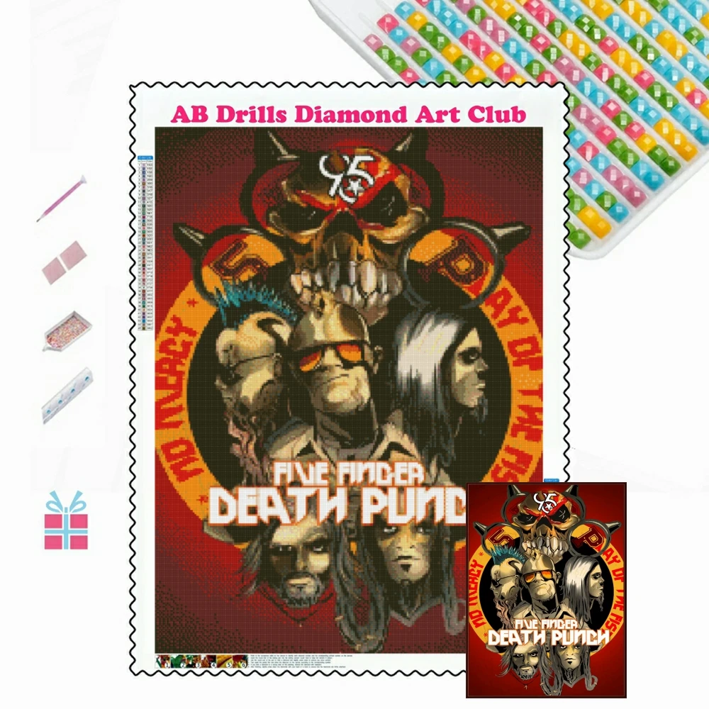 Five Finger Death Punch 5D DIY AB Diamond Painting Diamond Mosaic Metal Band Music Embroidery Picture Cross Stitch Home Decor