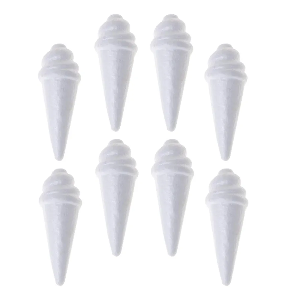 8Pcs Multipurpose Foam Ice Cream Props Unpainted Blank Ice Cream Shapes for Hand Painting DIY Crafts Home Table Festival