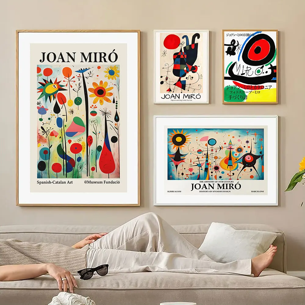 Joan Miro Retrospective アートポスター 額装　A1 Joan Miro Abstract Art Vintage Posters Canvas Painting Print Room