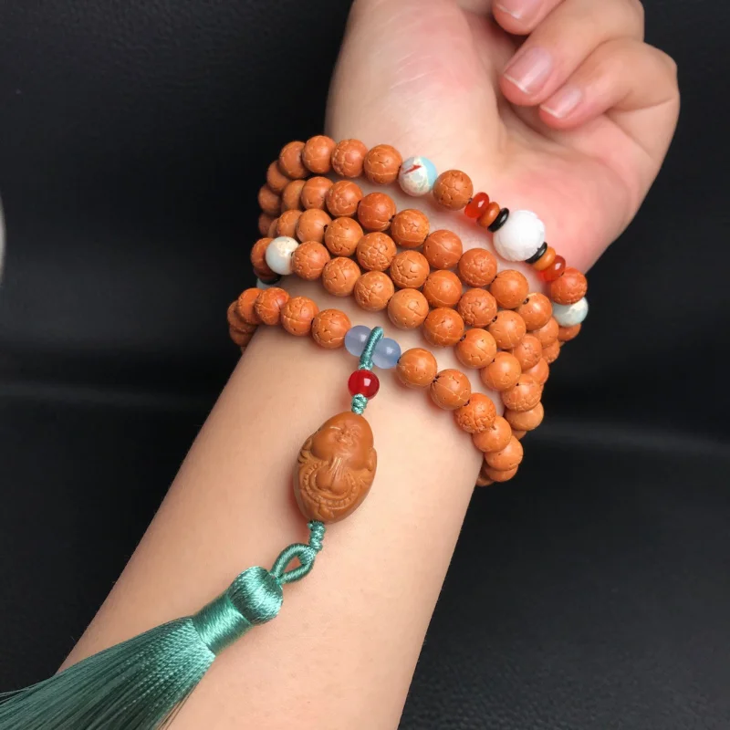 

Original Toothless Jingang Pipal Tree Seed Bracelet Necklace Dual-Use Olive One-Heart Buddha with Tassel Buddha Beads Rosary