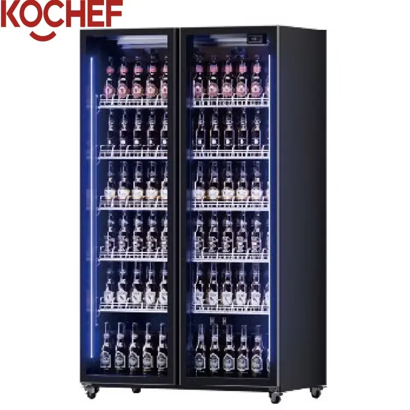 Commercial Air-Cooled Chiller Refrigerator Cooler Display Freezer Built-in Dual-Door Constant Temperature Wine Cabinet