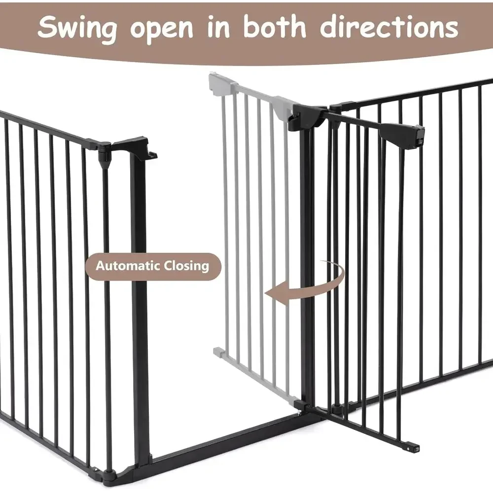 Extra Wide Metal Baby Gate, 8-Panel Playpen, 30 High, Black, for Toddler/Pet Safety - view 3