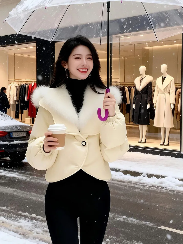 티엔드 코튼 자켓 여성용 출퇴근용 슬림핏 스트레이트 컷 겨울 아우터 따뜻한 플립 칼라 한국 버전 패셔너블...