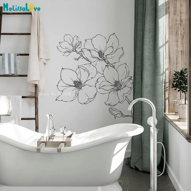 Kwiat roślina naklejka łazienka sypialnia natura Flora drzewo naklejki salon pokój dziecięcy Vinyl wystrój domu YT6640